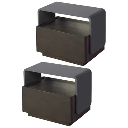 Chic Manufactured Wood Shelf & Drawer Nightstand Image - 6