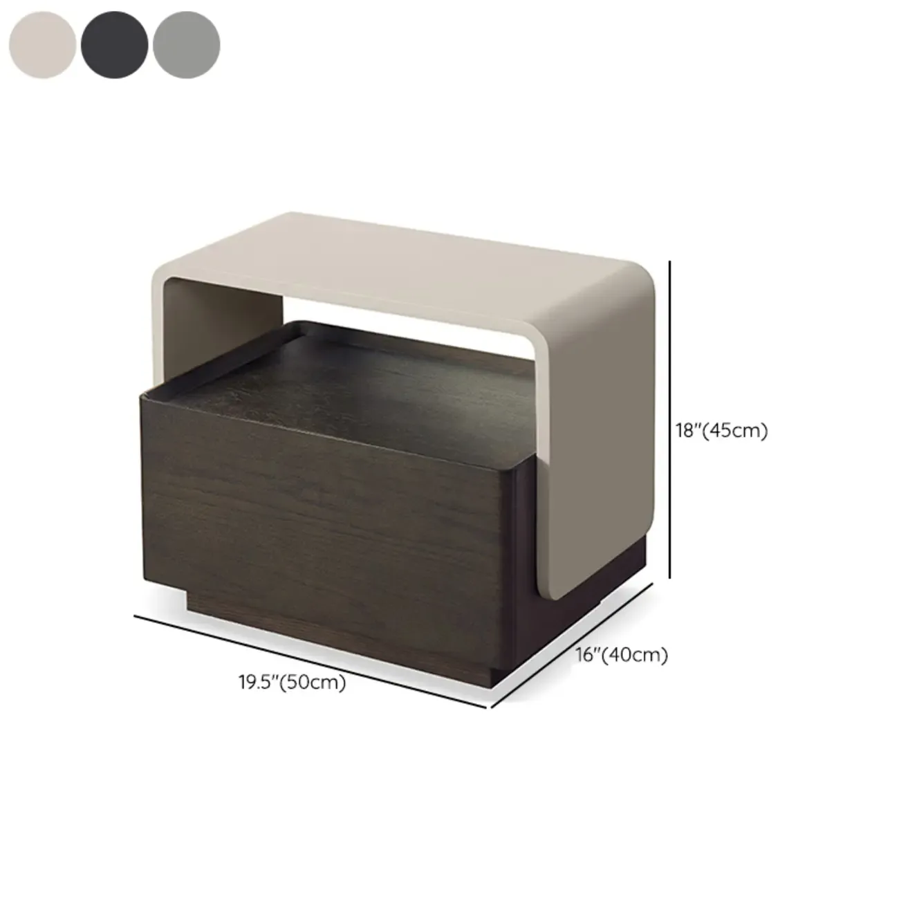 Chic Manufactured Wood Shelf & Drawer Nightstand #size