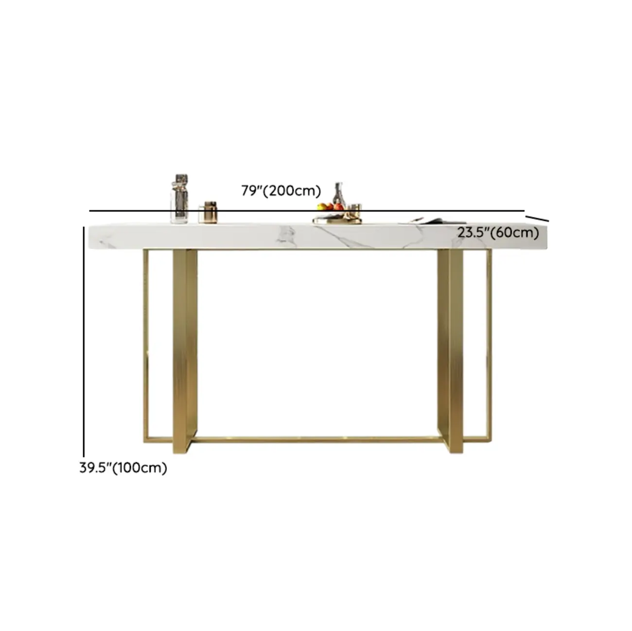 Glamorous White Stone Top Gold Metal Trestle Bar Table Image - 16 | homeyfad