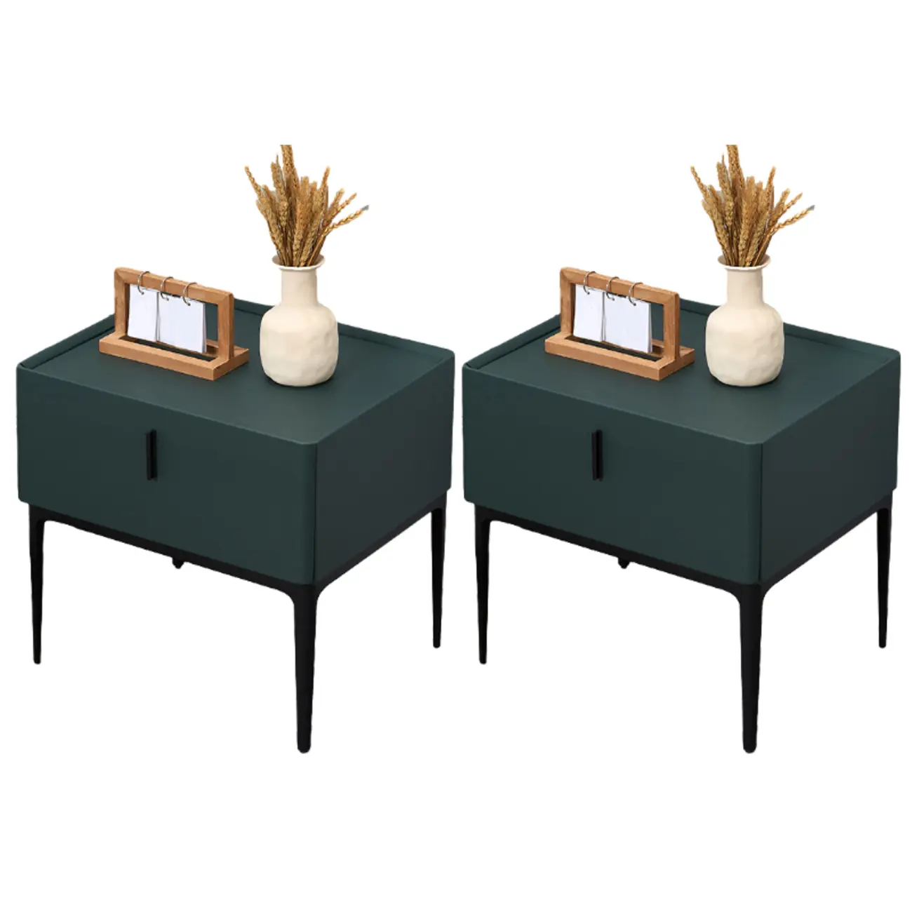 Contemporary Beige Faux Leather 4-Leg Drawer Nightstand Image - 12 | homeyfad