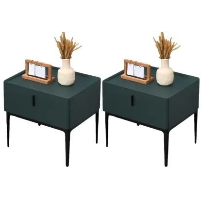 Contemporary Beige Faux Leather 4-Leg Drawer Nightstand Image - 12