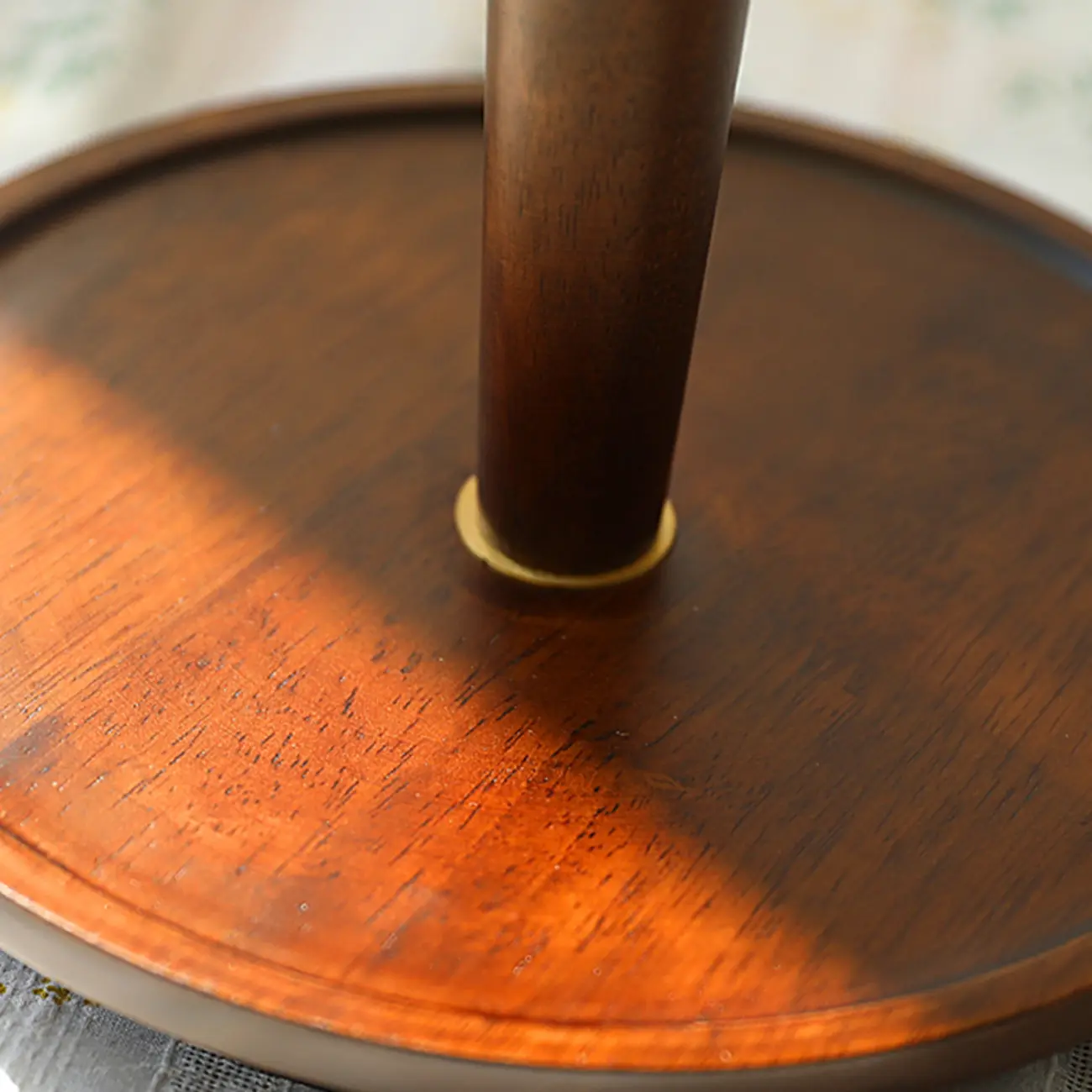 Small Walnut Wood Fabric Umbrella Table Lamp for Bedroom Image - 5 | homeyfad