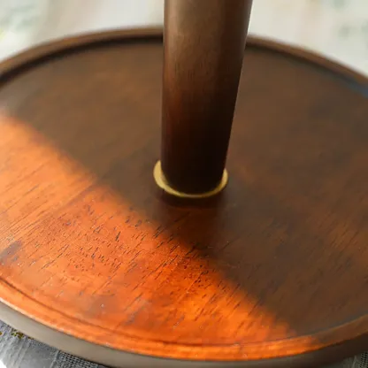 Small Walnut Wood Fabric Umbrella Table Lamp for Bedroom Image - 5