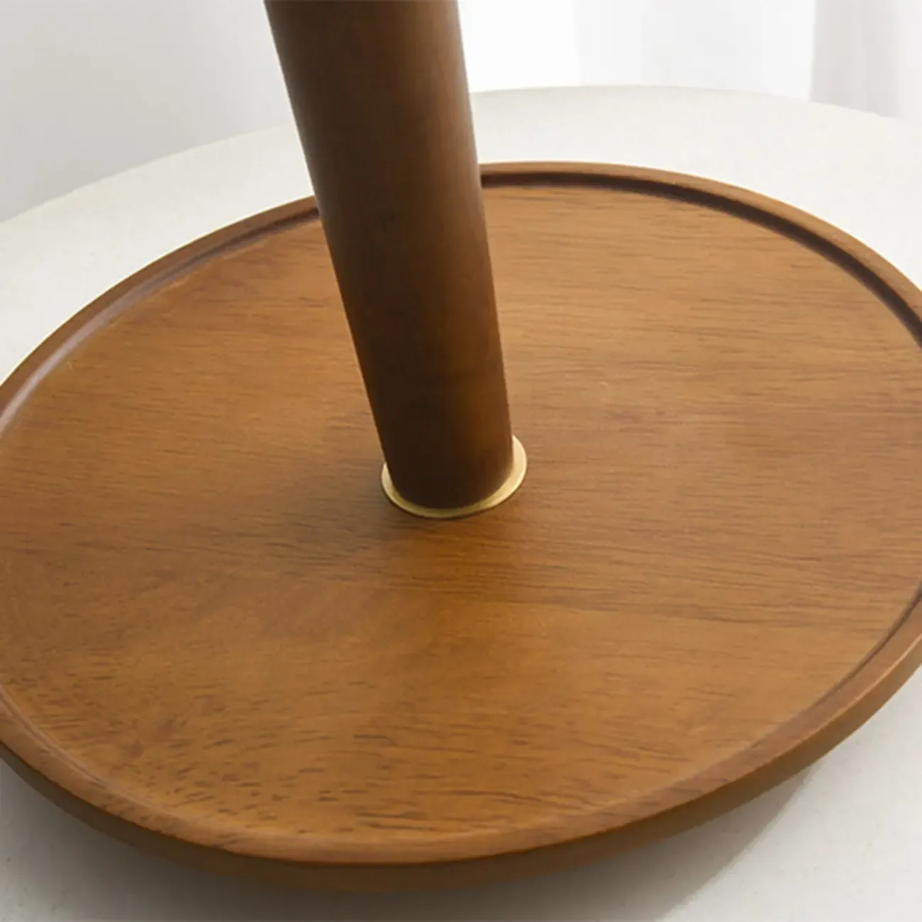 Small Walnut Wood Fabric Umbrella Table Lamp for Bedroom Image - 11