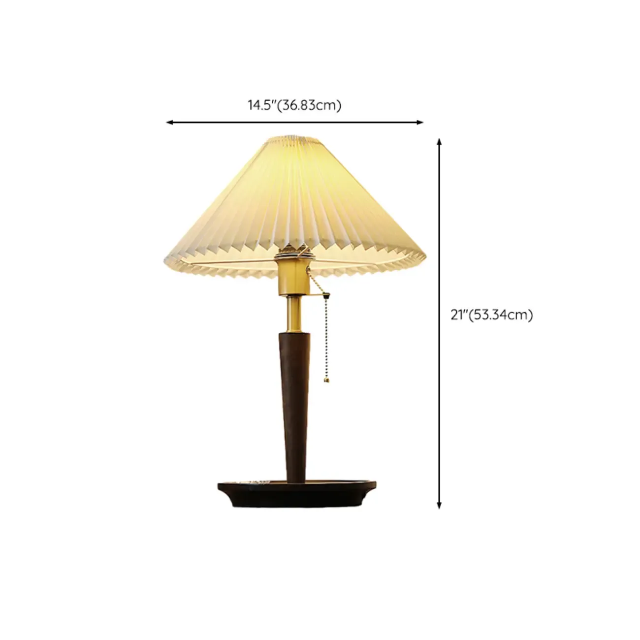 Small Walnut Wood Fabric Umbrella Table Lamp for Bedroom #size