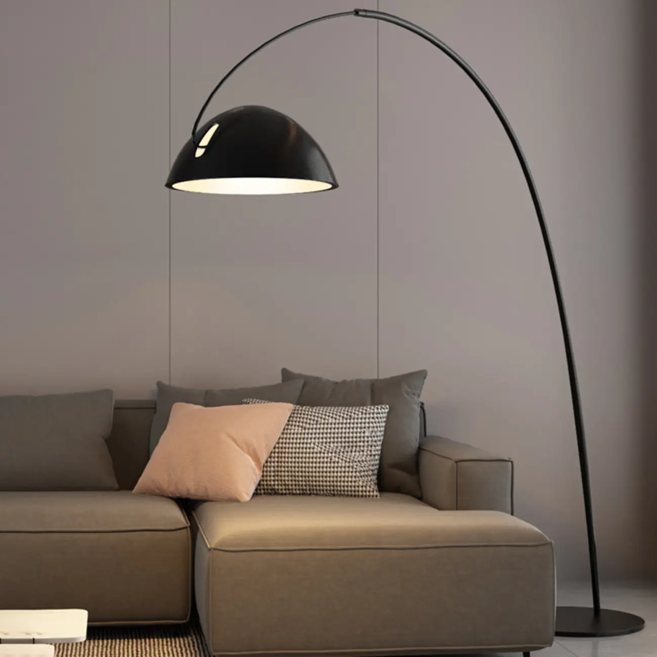 Black Iron Bowl Metal Arc Floor Lamp with Foot Switch Image - 1 | homeyfad