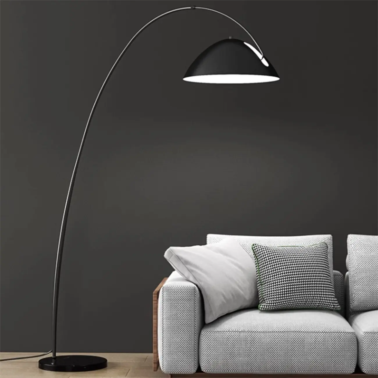 Black Iron Bowl Metal Arc Floor Lamp with Foot Switch Image - 4 | homeyfad