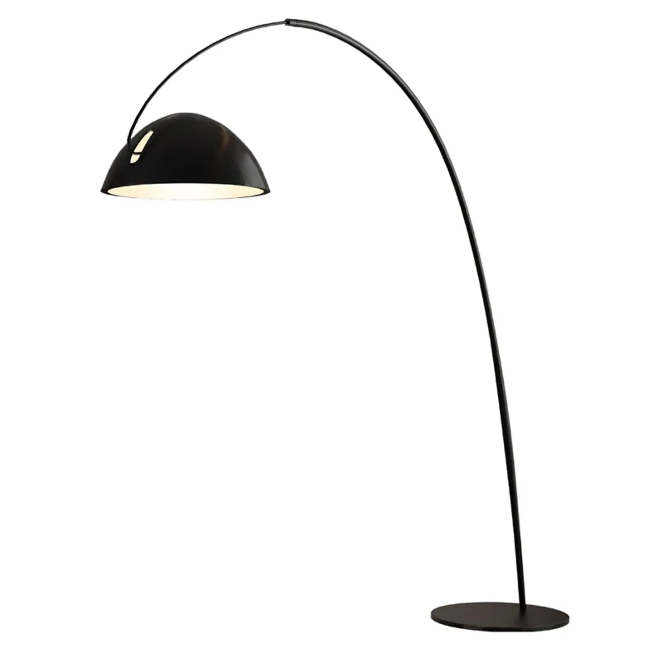 Black Iron Bowl Metal Arc Floor Lamp with Foot Switch Image - 5