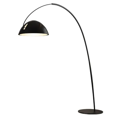 Black Iron Bowl Metal Arc Floor Lamp with Foot Switch Image - 5