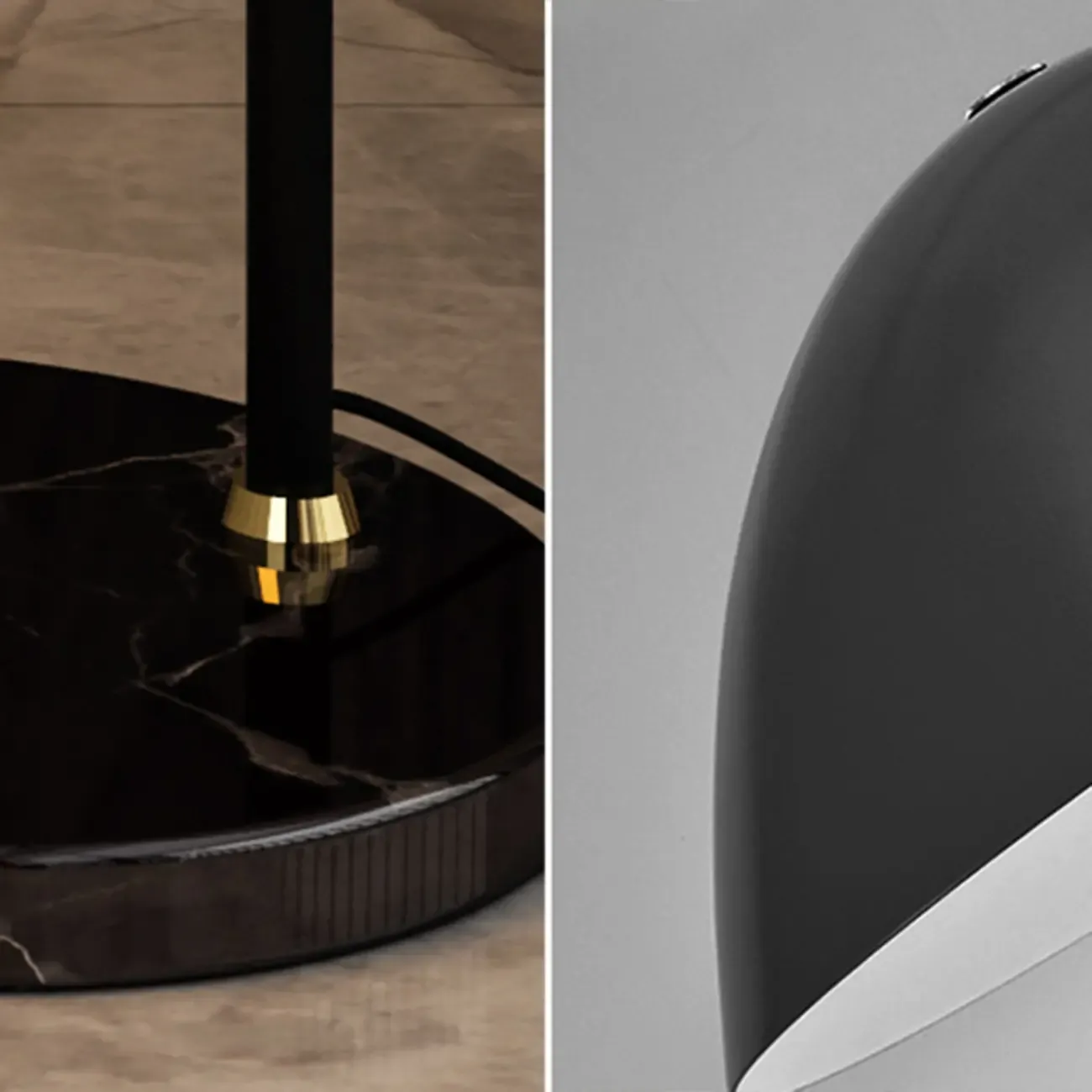 Black Iron Bowl Metal Arc Floor Lamp with Foot Switch Image - 6