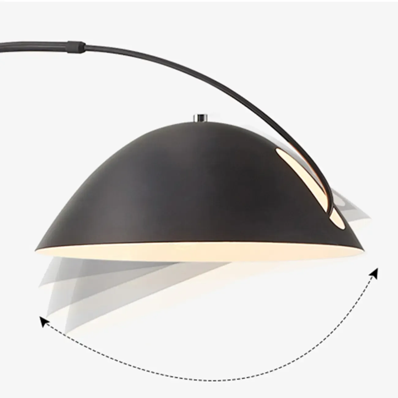 Black Iron Bowl Metal Arc Floor Lamp with Foot Switch Image - 7