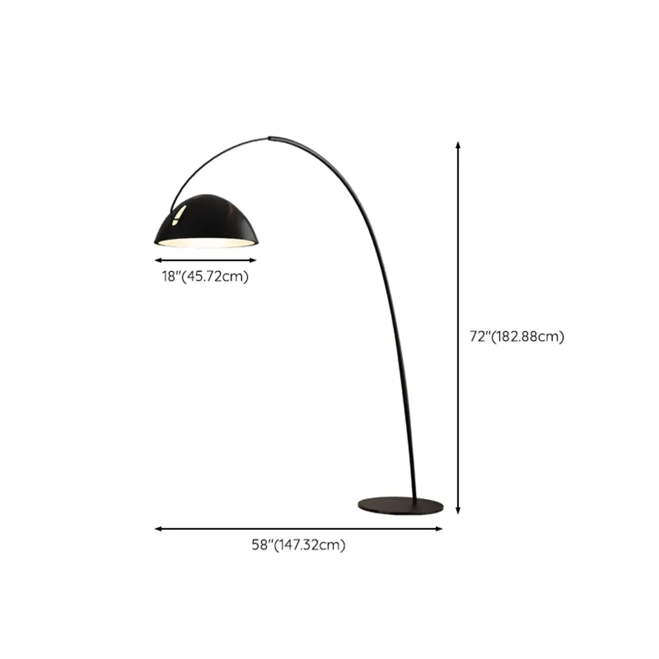 Black Iron Bowl Metal Arc Floor Lamp with Foot Switch Image - 12