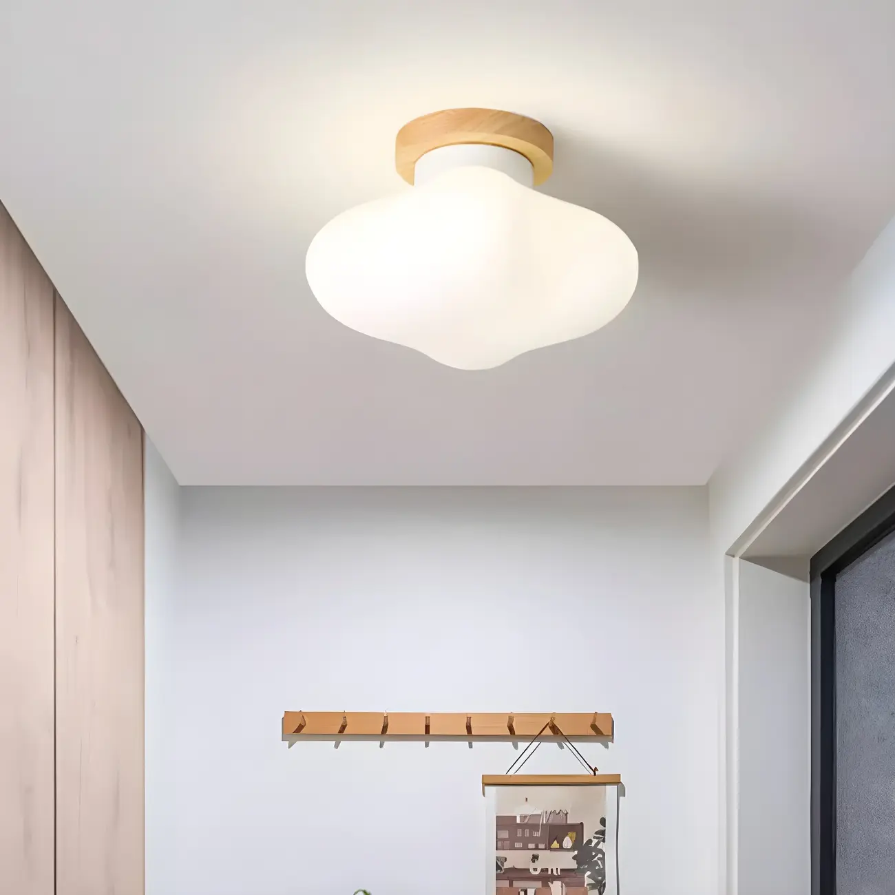 Modern Wooden Semi-Flush LED Ceiling Light for Living Room | homeyfad