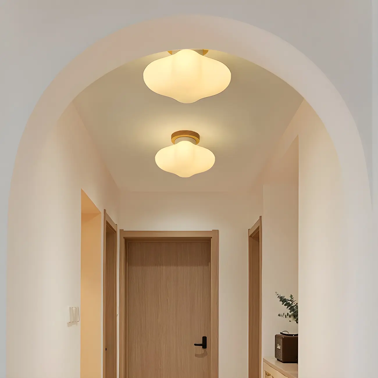 Modern Wooden Semi-Flush LED Ceiling Light for Living Room | homeyfad