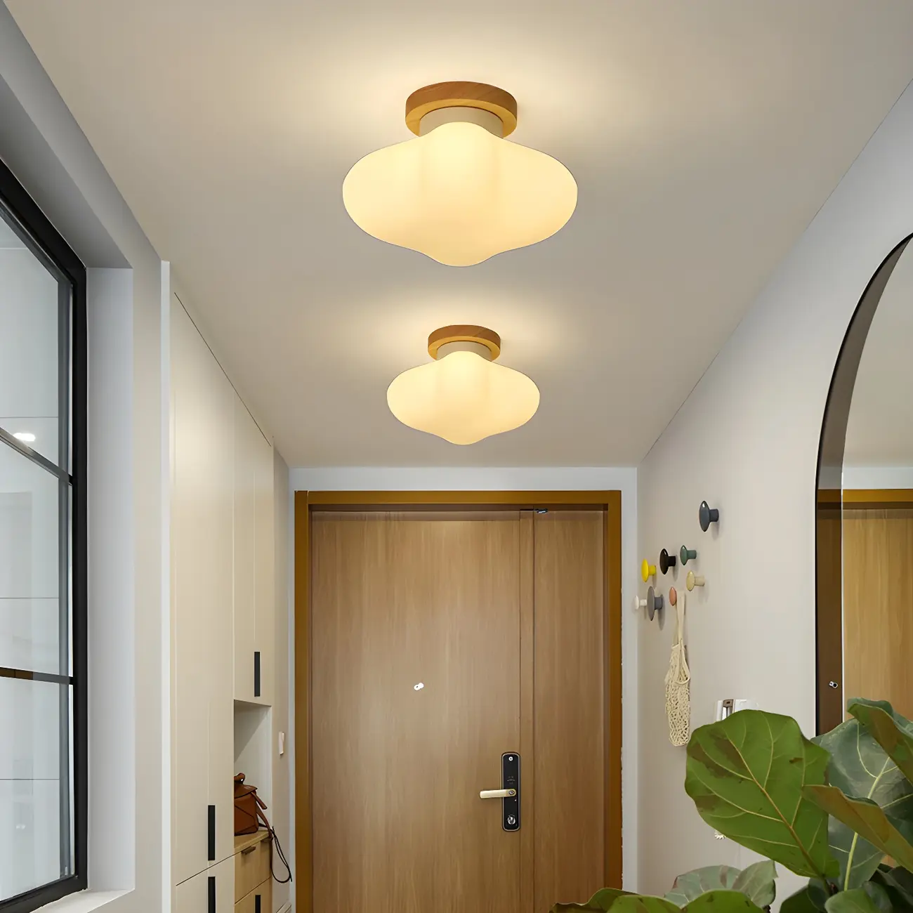 Modern Wooden Semi-Flush LED Ceiling Light for Living Room | homeyfad