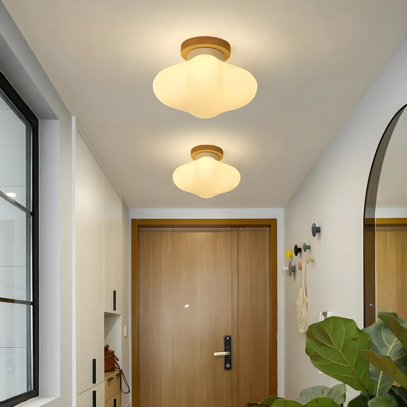Modern Wooden Semi-Flush LED Ceiling Light for Living Room