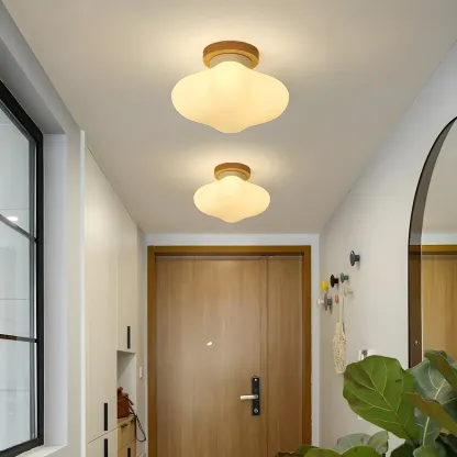 Modern Wooden Semi-Flush LED Ceiling Light for Living Room