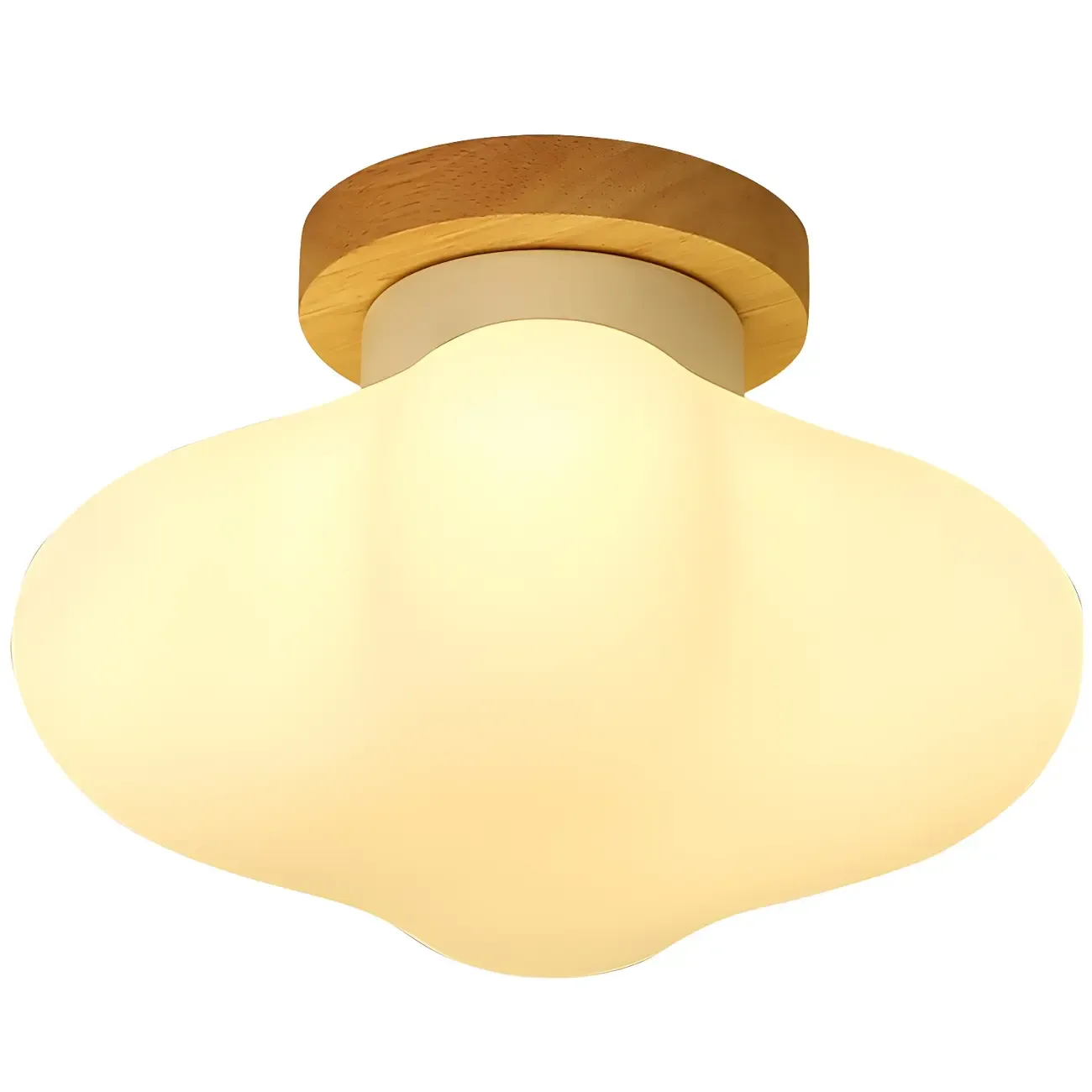 Modern Wooden Semi-Flush LED Ceiling Light for Living Room