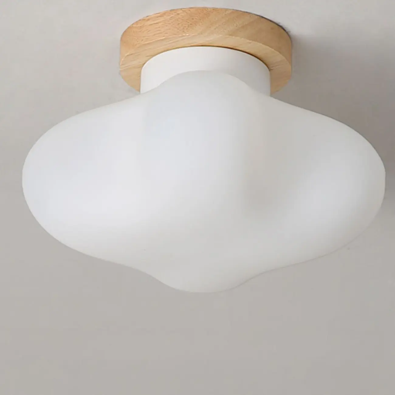 Modern Wooden Semi-Flush LED Ceiling Light for Living Room | homeyfad