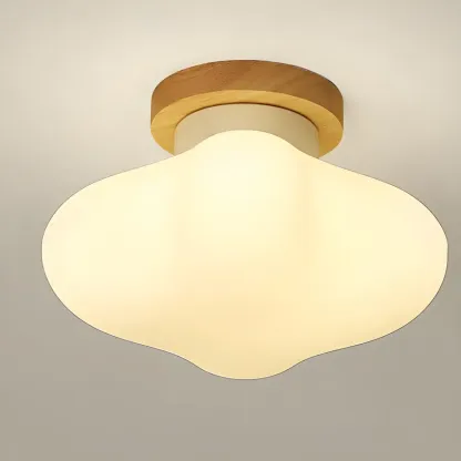 Modern Wooden Semi-Flush LED Ceiling Light for Living Room