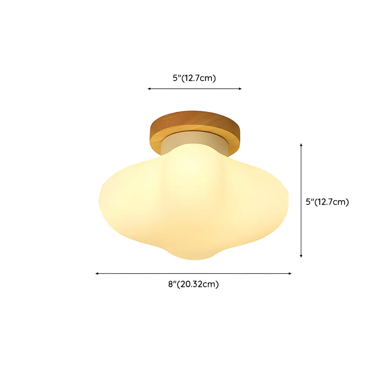 Modern Wooden Semi-Flush LED Ceiling Light for Living Room #size