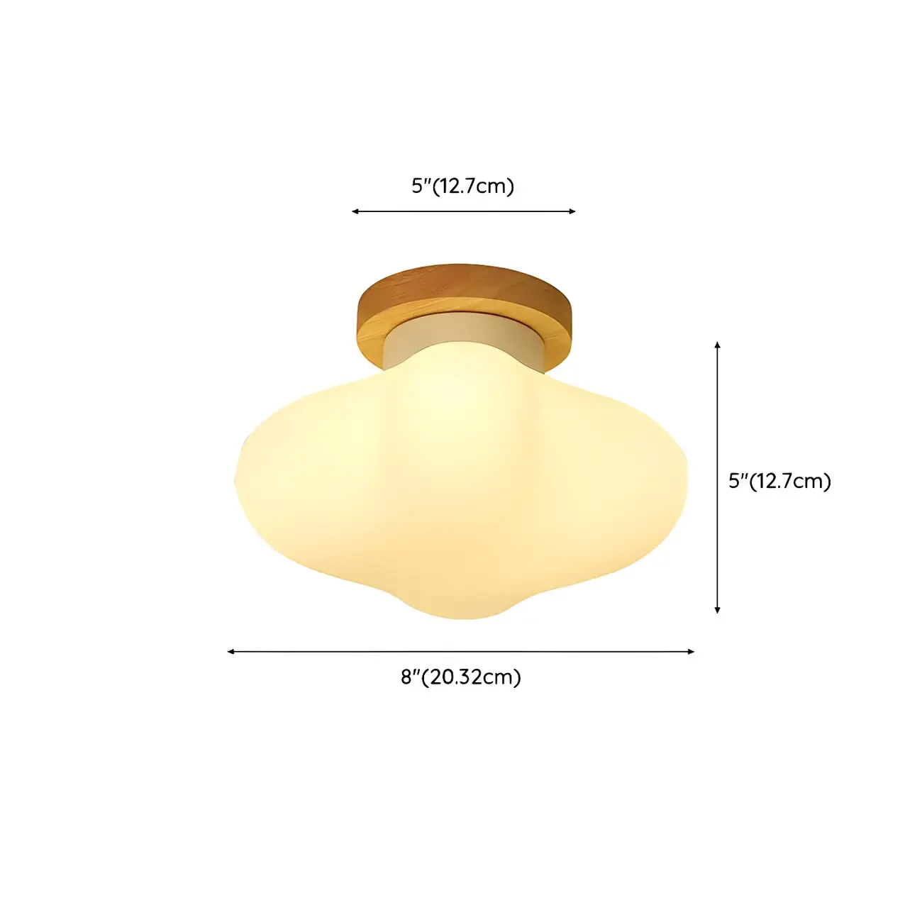 Modern Wooden Semi-Flush LED Ceiling Light for Living Room