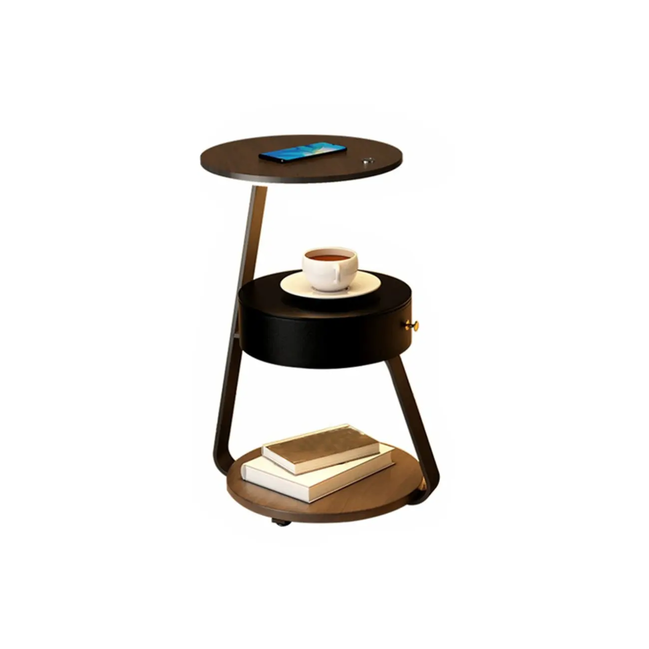 Lighting 3-Tier Faux Marble Top Open Storage Nightstand Image - 10 | homeyfad