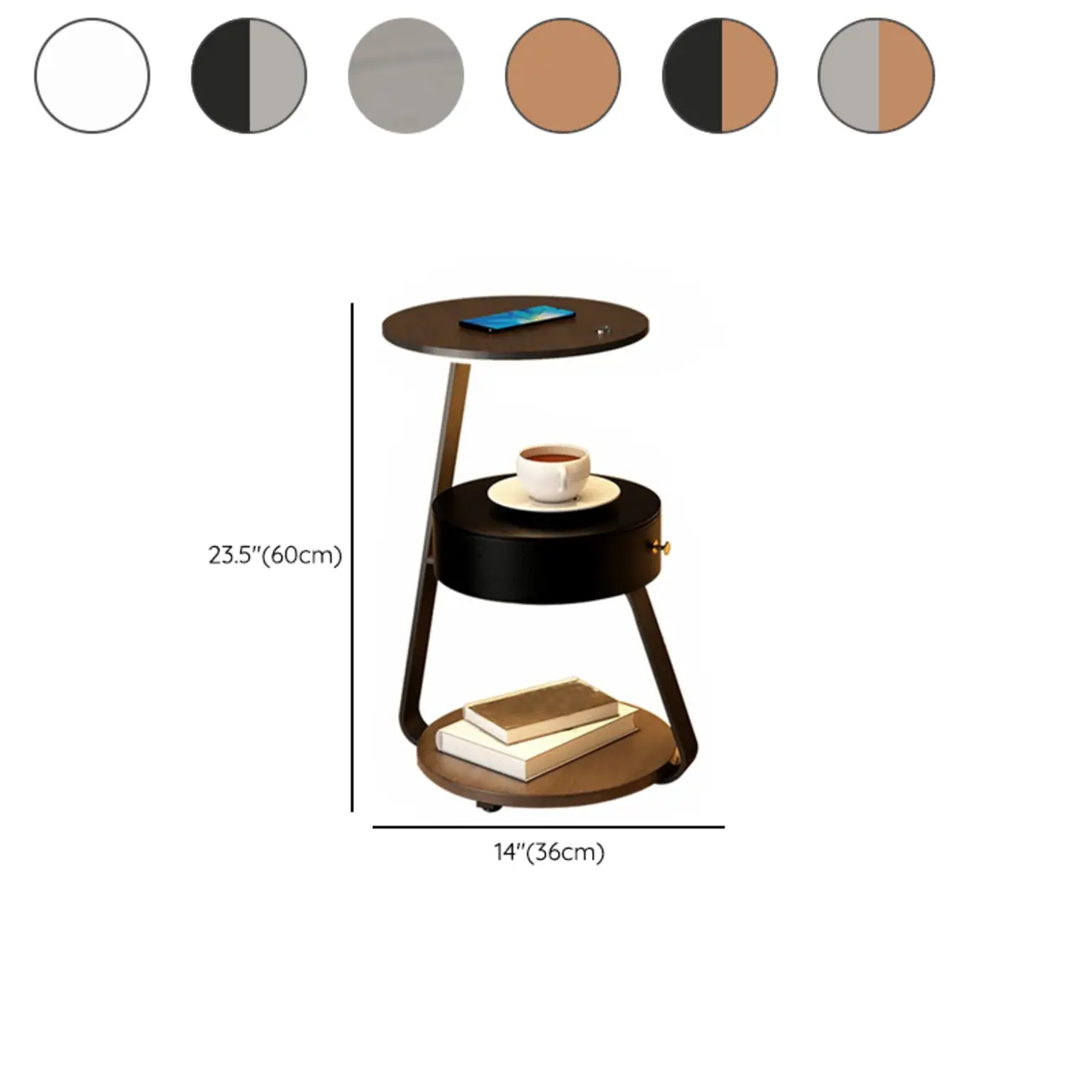 Lighting 3-Tier Faux Marble Top Open Storage Nightstand #size | homeyfad