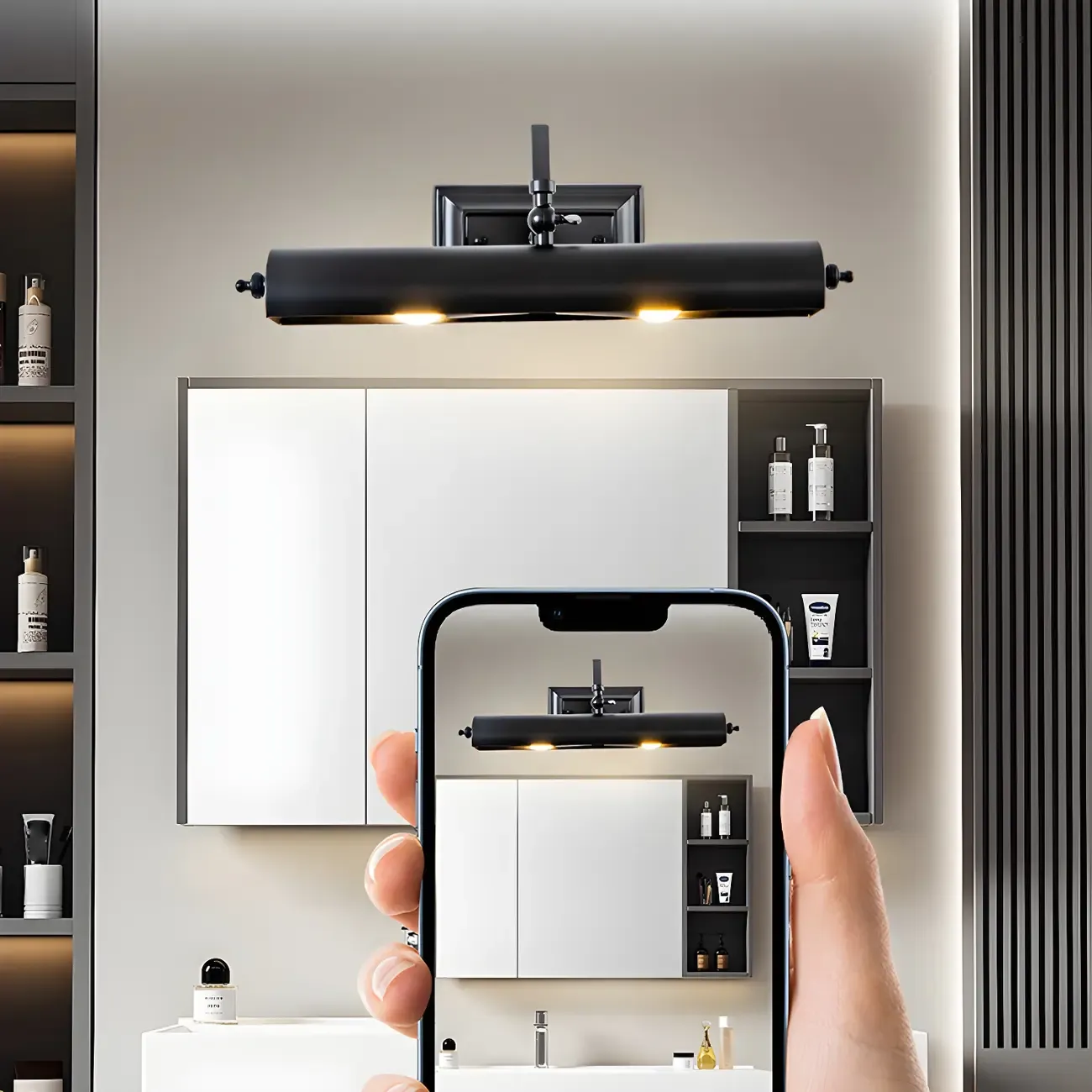 Industrial Black Tube Vanity Light with Iron Shade for Living Room Image - 3