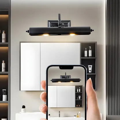 Industrial Black Tube Vanity Light with Iron Shade for Living Room Image - 3