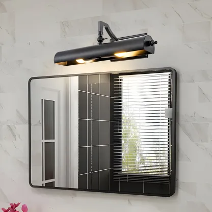 Industrial Black Tube Vanity Light with Iron Shade for Living Room Image - 2