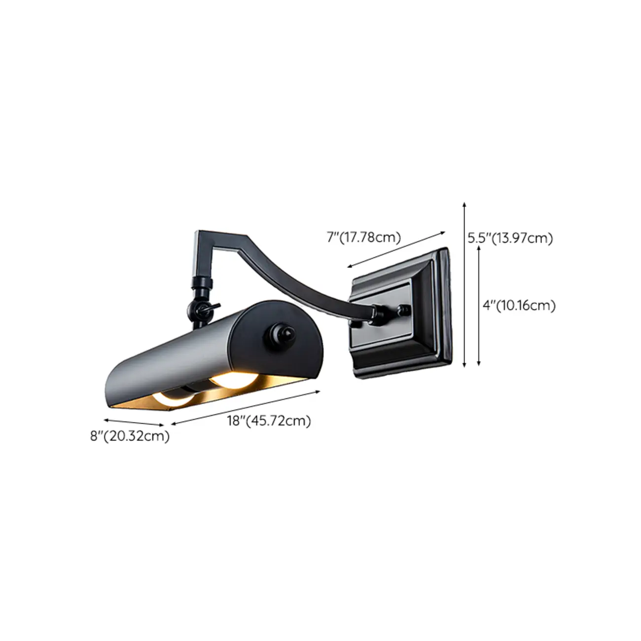 Industrial Black Tube Vanity Light with Iron Shade for Living Room #size | homeyfad