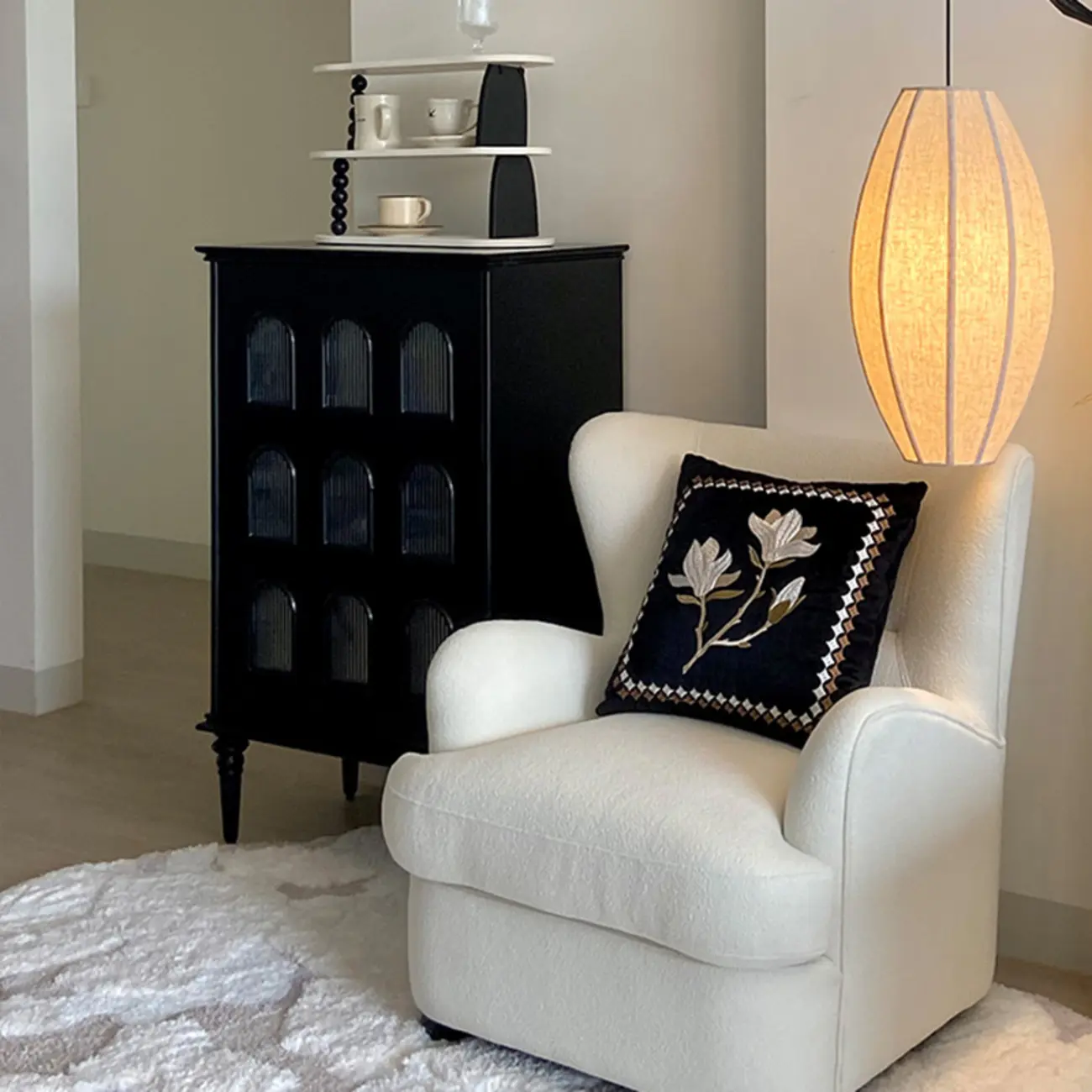 Elegant Black Wooden 9 Glass Pane Accent Storage Cabinet Image - 4 | homeyfad