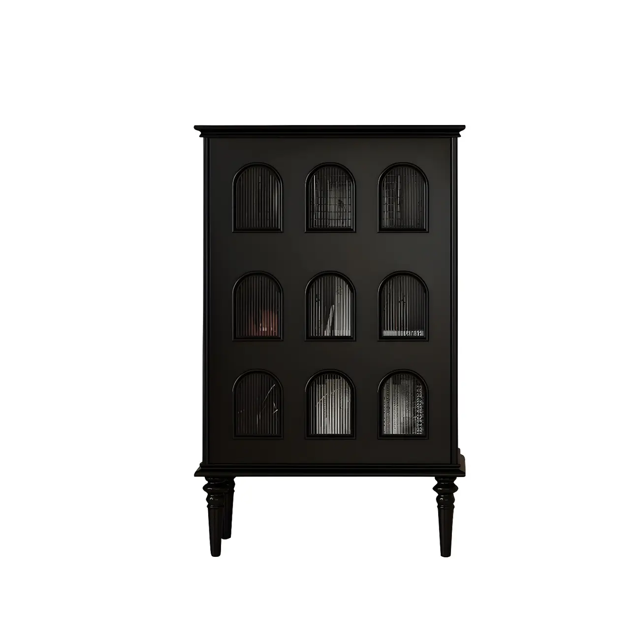 Elegant Black Wooden 9 Glass Pane Accent Storage Cabinet Image - 5 | homeyfad