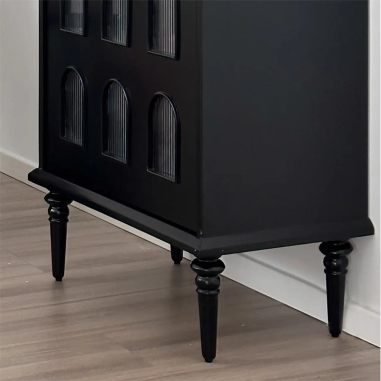 Elegant Black Wooden 9 Glass Pane Accent Storage Cabinet Image - 6 | homeyfad