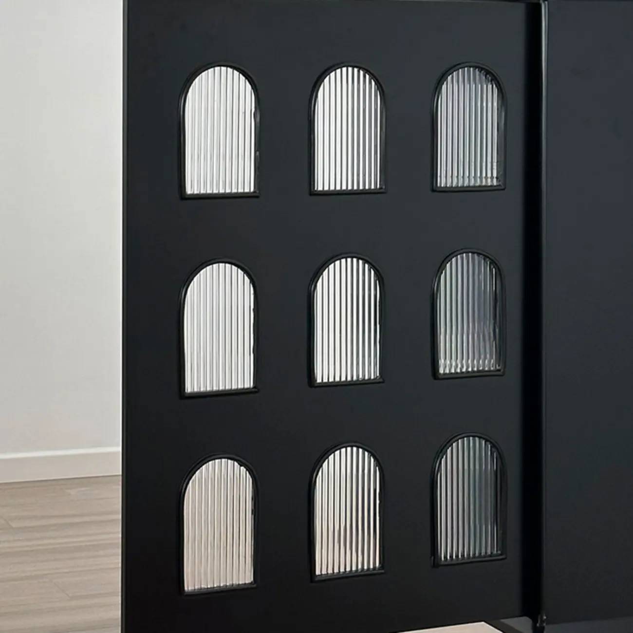 Elegant Black Wooden 9 Glass Pane Accent Storage Cabinet Image - 7 | homeyfad