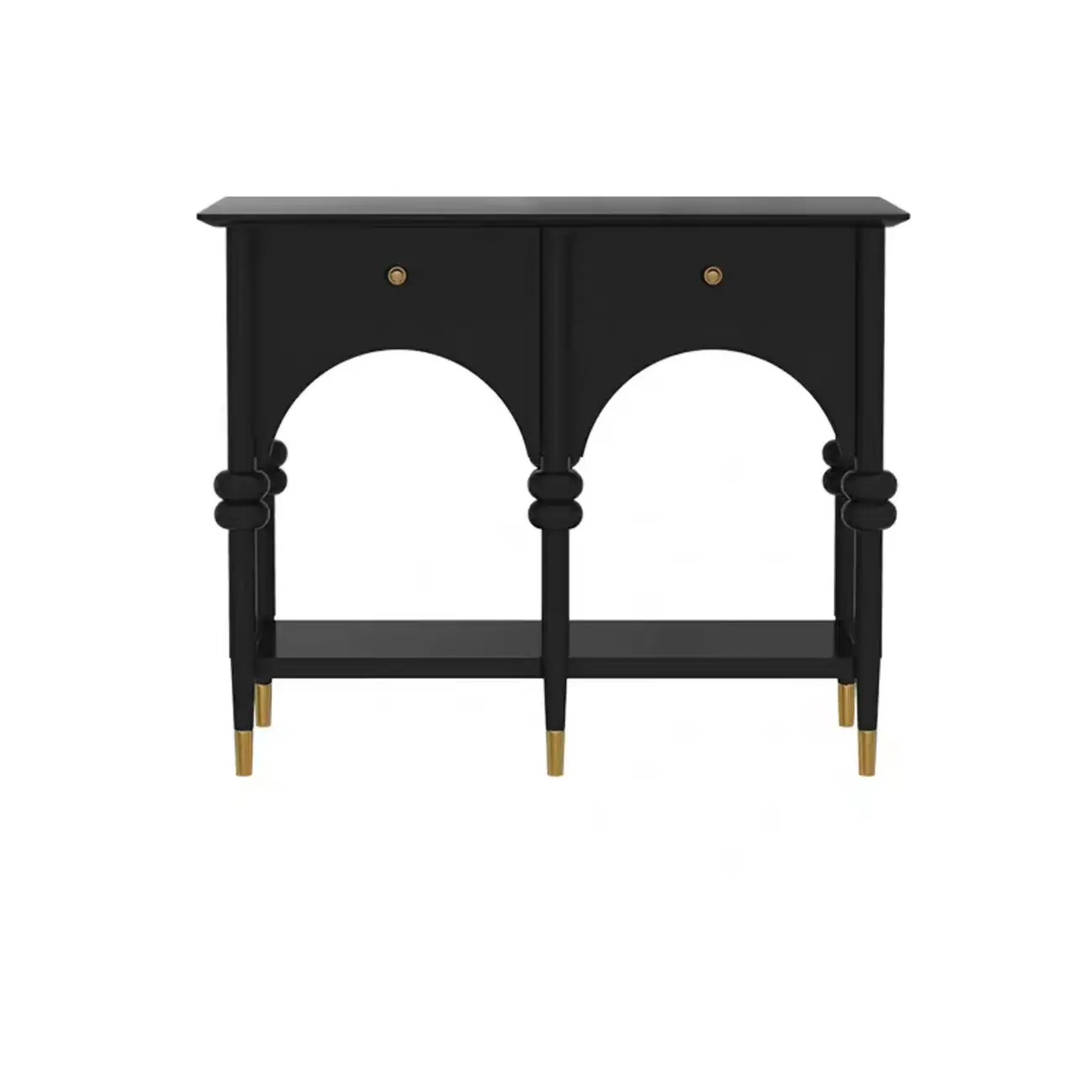 Rectangular Black Wood Console Table with Drawers Image - 8 | homeyfad