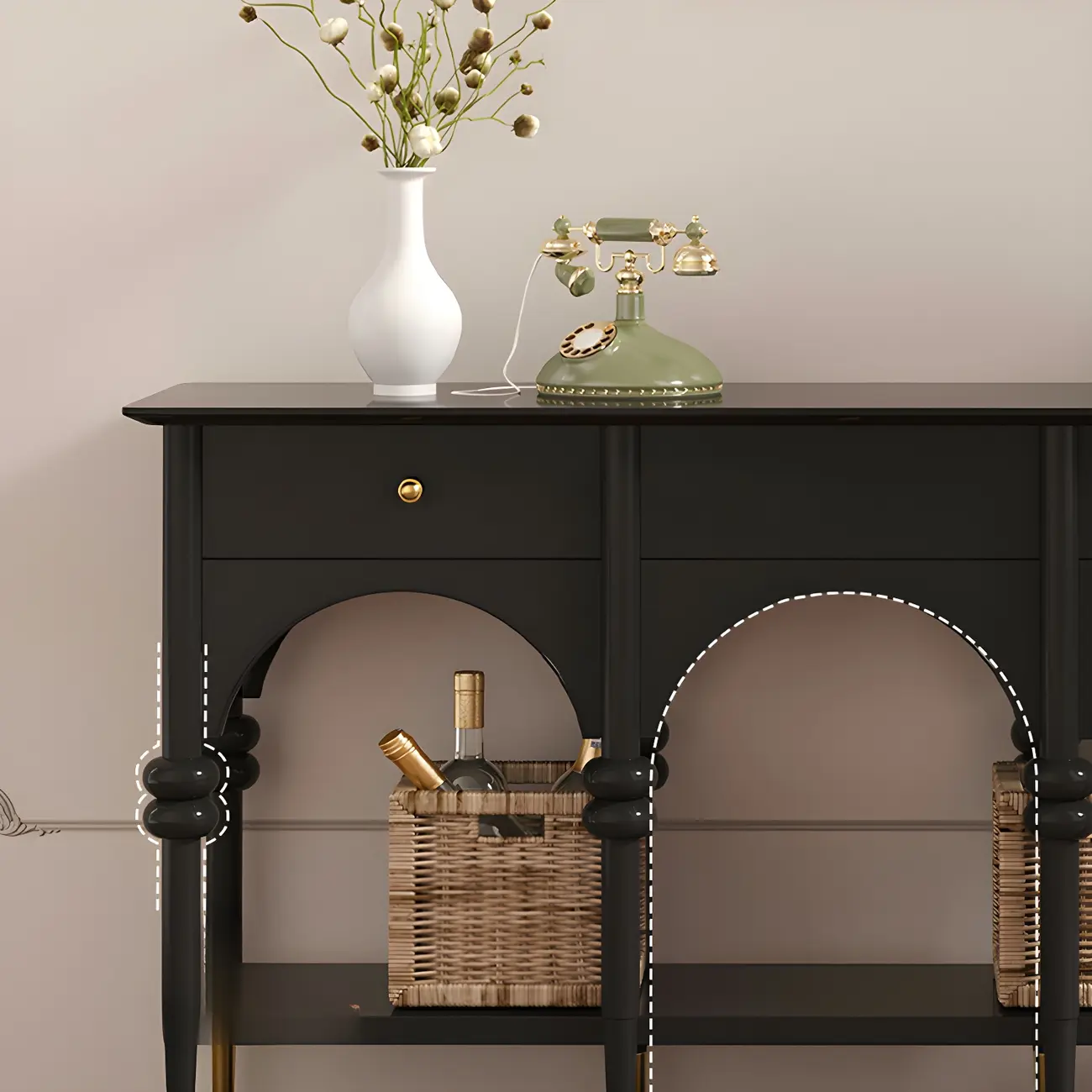 Rectangular Black Wood Console Table with Drawers Image - 6 | homeyfad