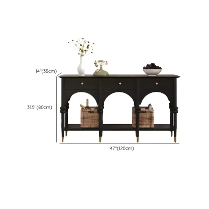 Rectangular Black Wood Console Table with Drawers Image - 11