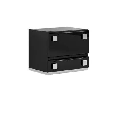 Modern Glossy Wood Metal 2-Drawer Nightstand Image - 7