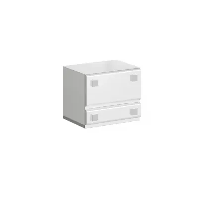 Modern Glossy Wood Metal 2-Drawer Nightstand Image - 8