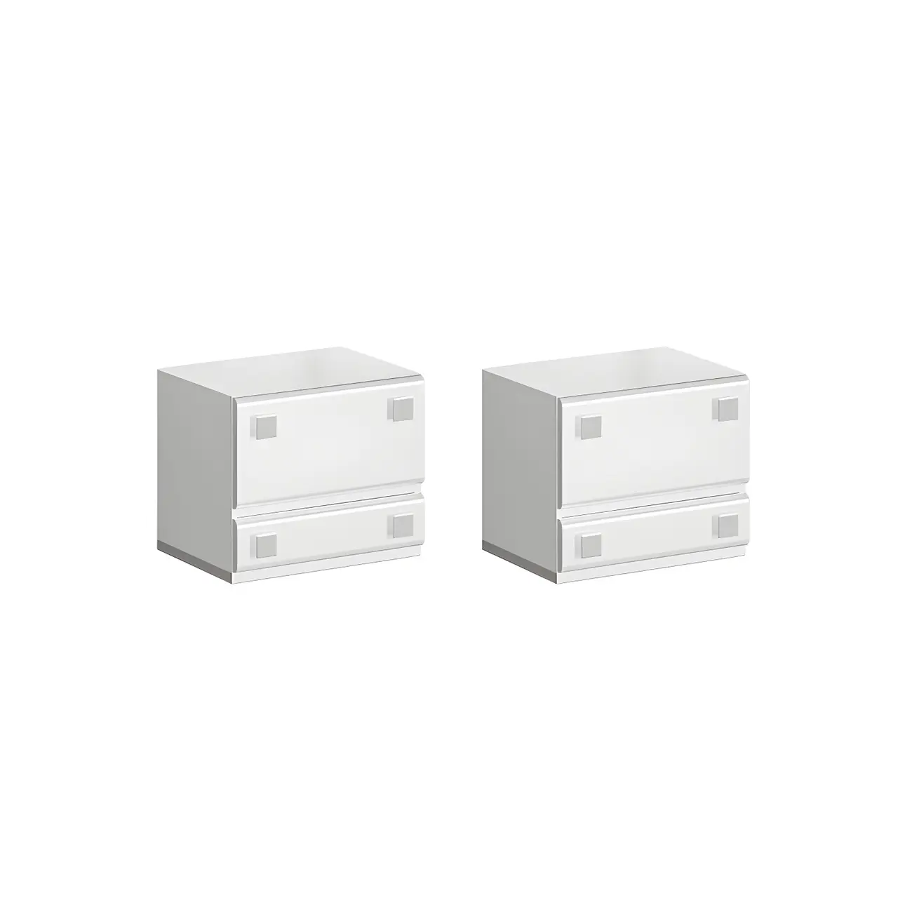 Modern Glossy Wood Metal 2-Drawer Nightstand Image - 9 | homeyfad