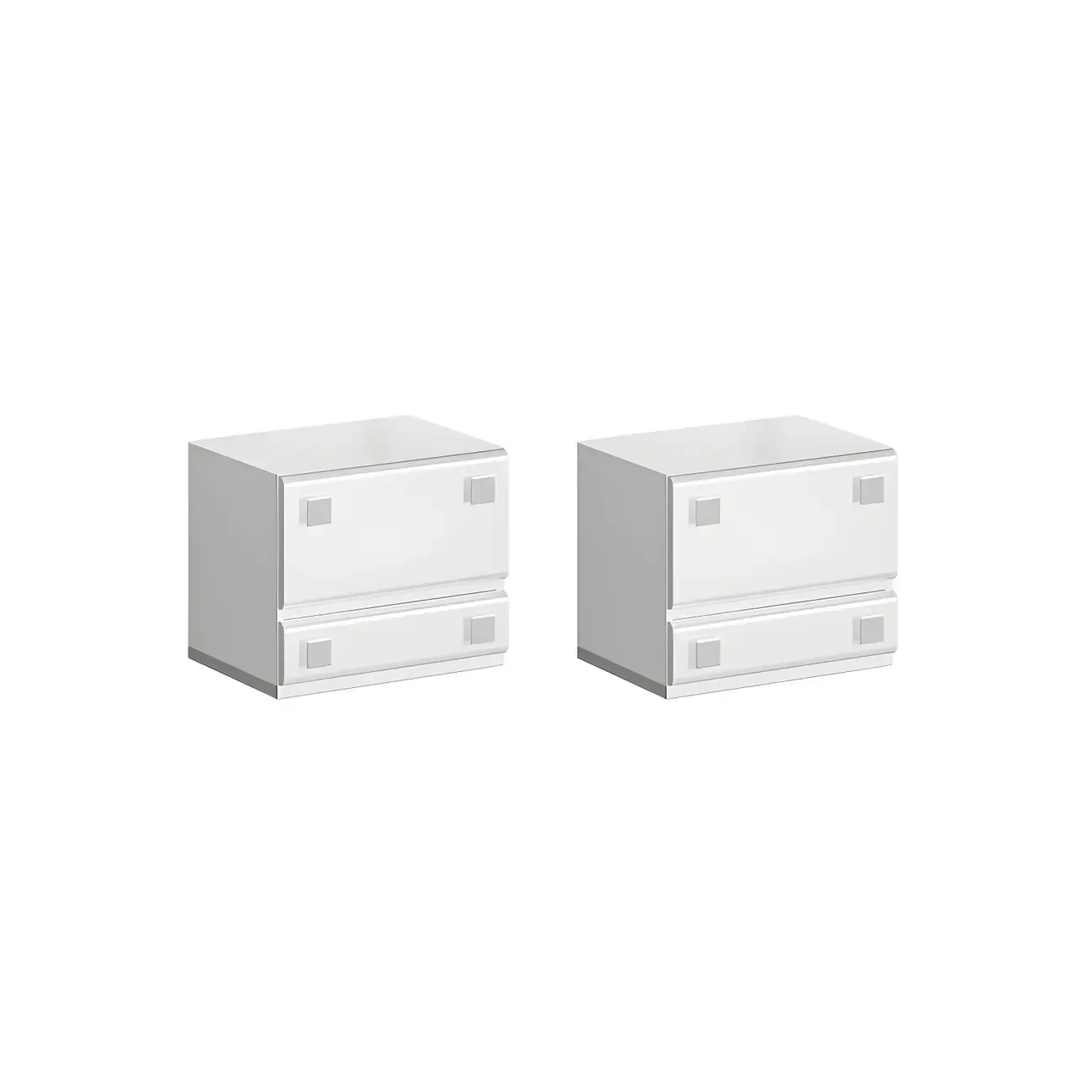 Modern Glossy Wood Metal 2-Drawer Nightstand Image - 9