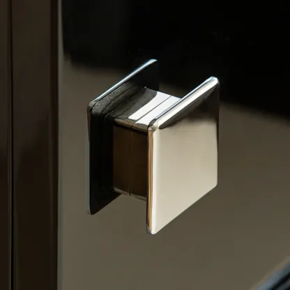 Modern Glossy Wood Metal 2-Drawer Nightstand Image - 12