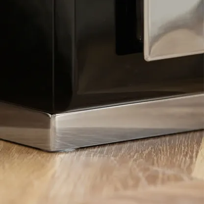 Modern Glossy Wood Metal 2-Drawer Nightstand Image - 13