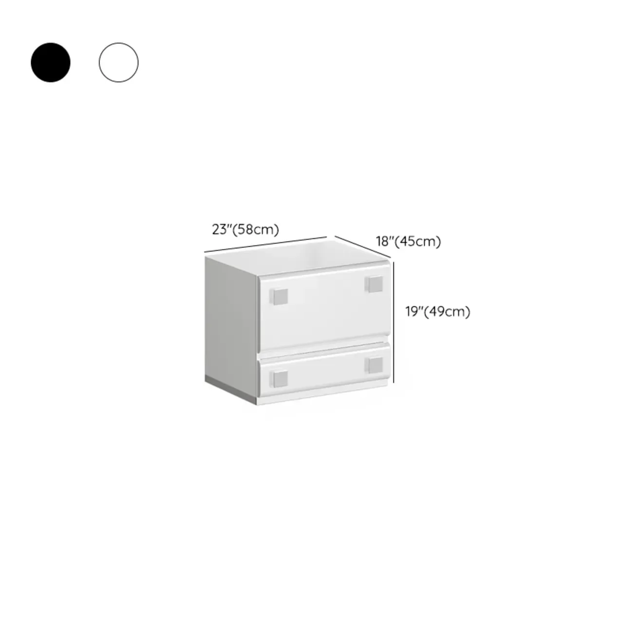 Modern Glossy Wood Metal 2-Drawer Nightstand #size