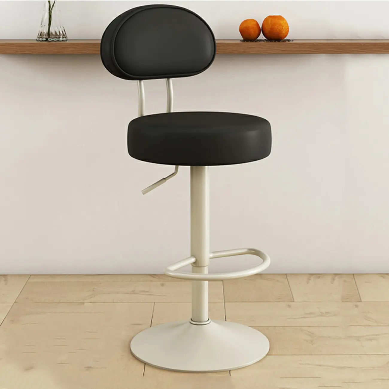 Round Adjustable Faux Leather Bar Stools with Back Image - 20 | homeyfad
