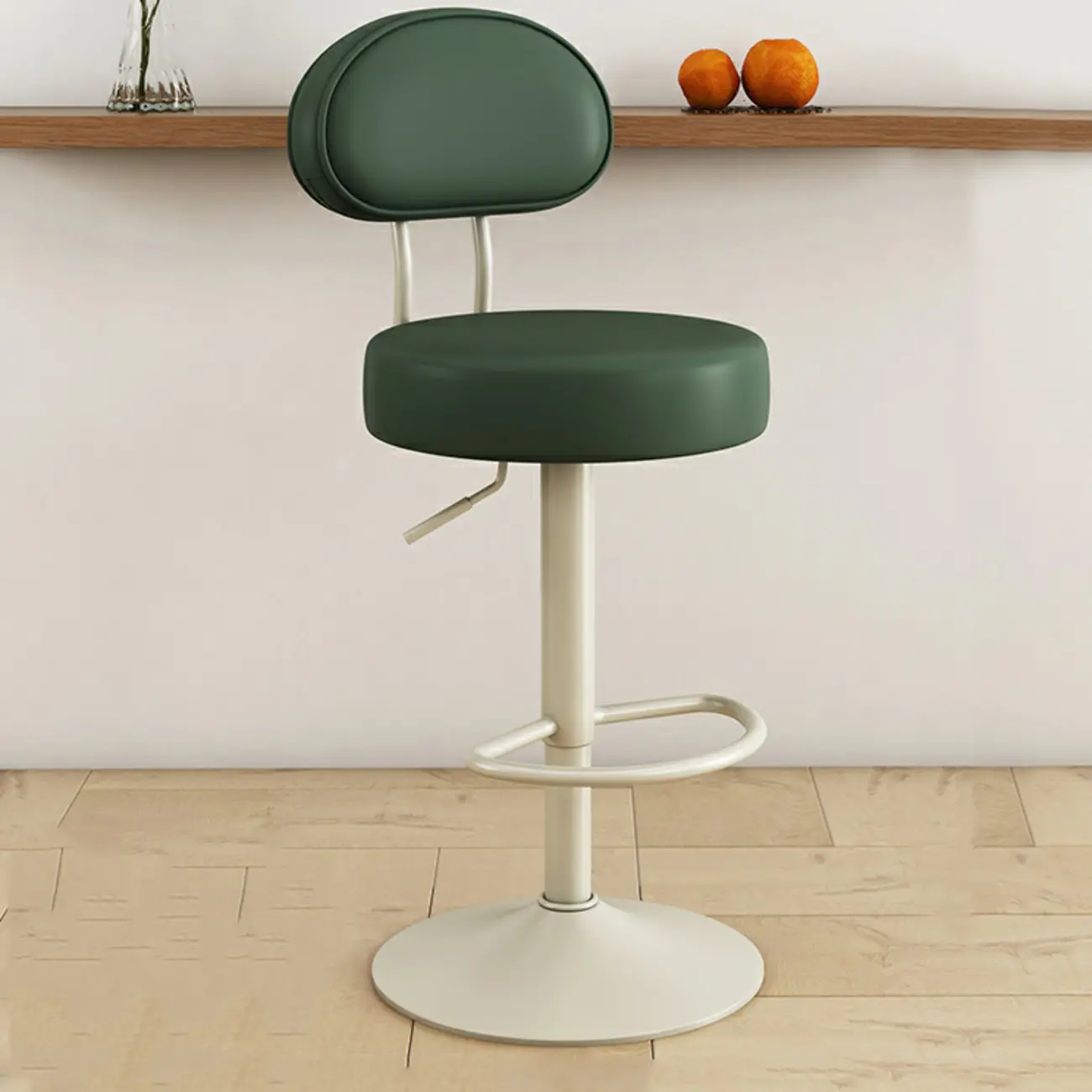 Round Adjustable Faux Leather Bar Stools with Back Image - 23 | homeyfad