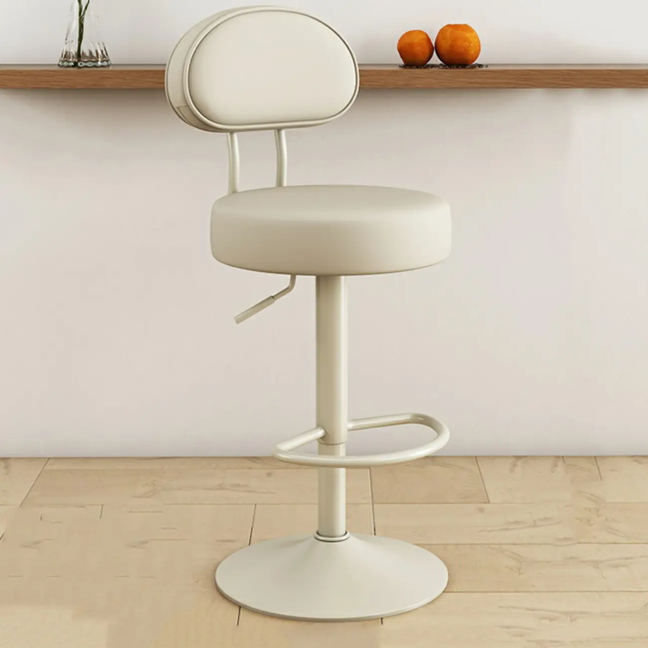 Round Adjustable Faux Leather Bar Stools with Back Image - 25 | homeyfad