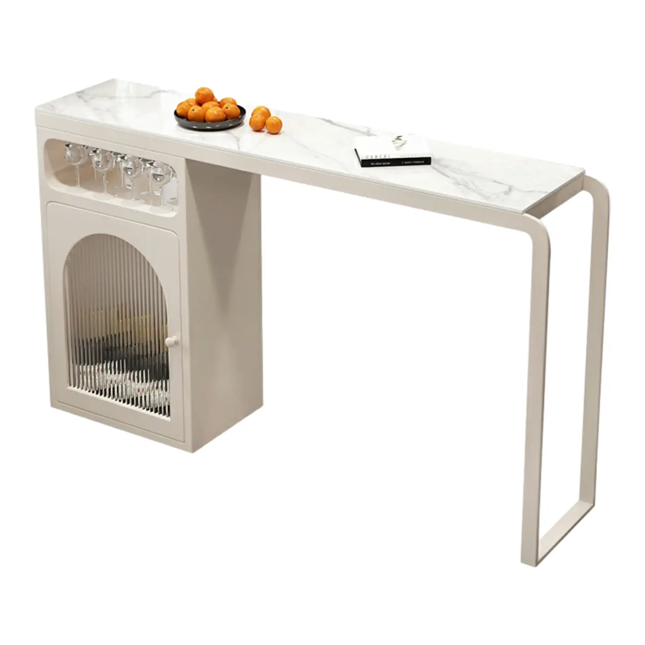 Modern White-Gold Stone Metal Wine Storage Kitchen Bar Tables Image - 3 | homeyfad